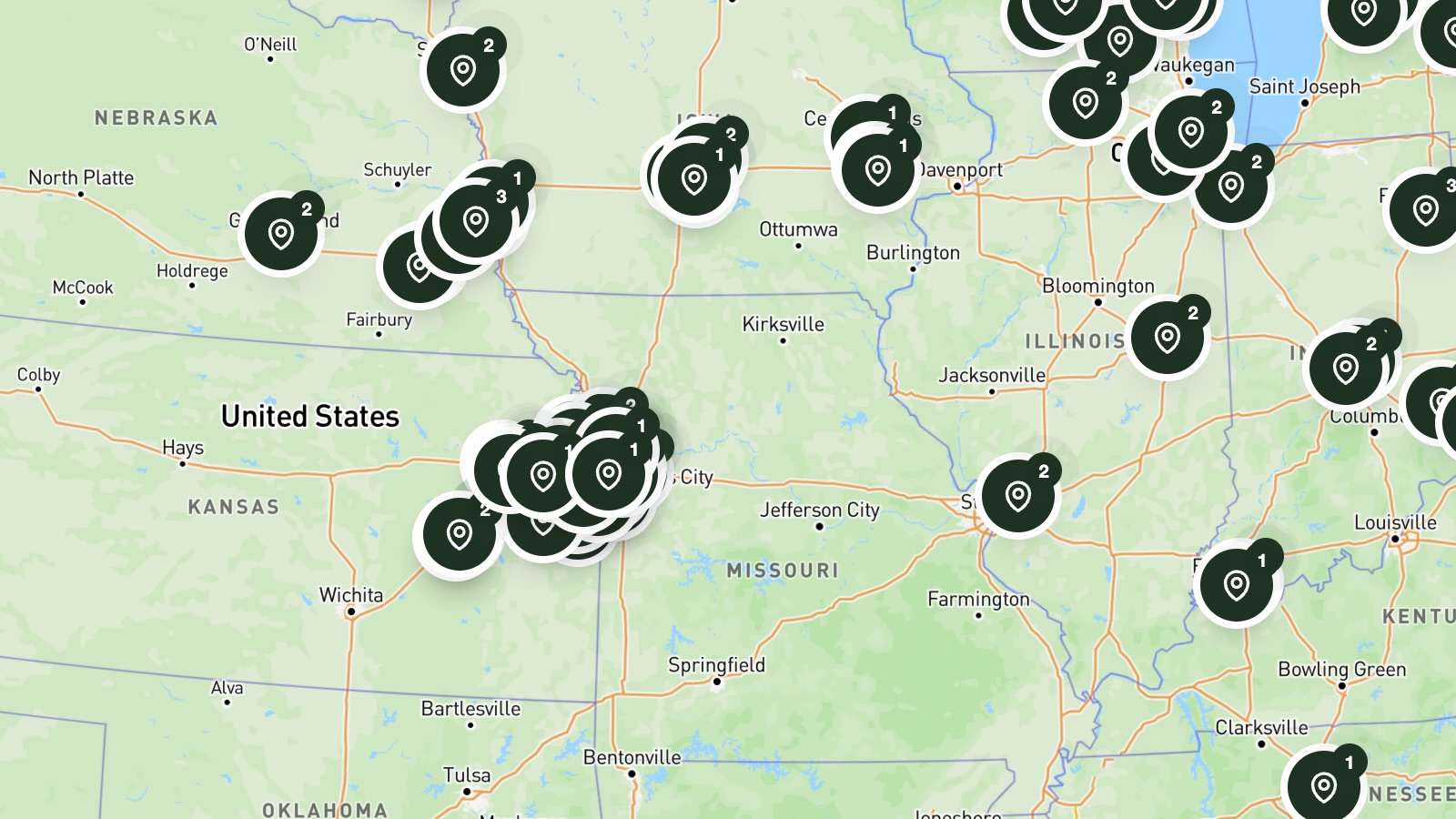 The DG Live Scores map showing live rounds across the country